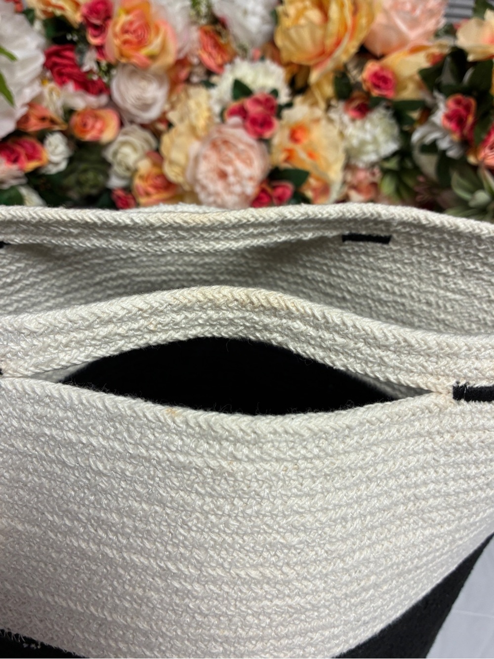 Mia Mélange Liquorice X-Large Organic Cotton Rope Cylinder Basket Black Ivory - Picture 3 of 14